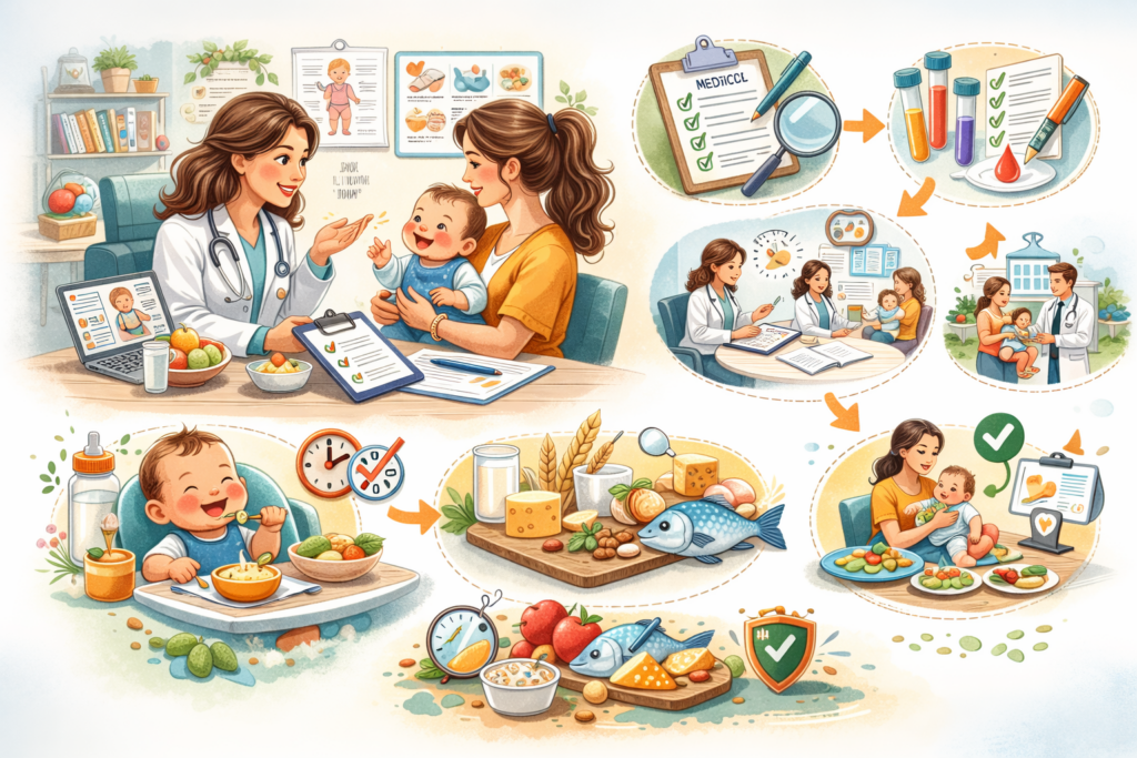 Consulta pediatrica com foco em alergias Introdução alimentar e prevenção de alergias: 10 Verdades Científicas Essenciais para Proteger Seu Bebê