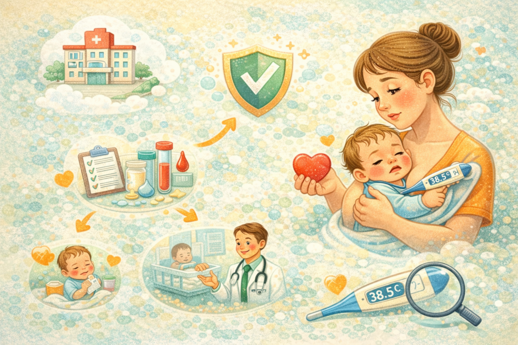 mae bebe febre 1 Meu Bebê está com Febre: O Guia Essencial para Mães de Primeiras Viagens (8 a 60 dias)