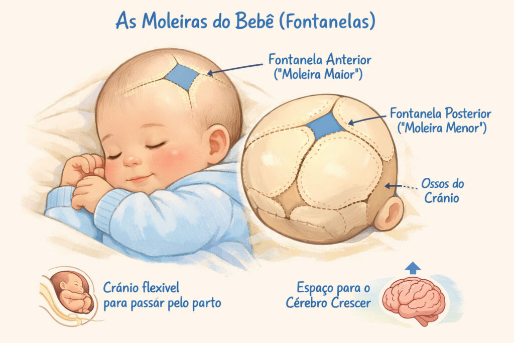 moleira ilustracao Moleira do bebê: o que é, para que serve e quando se preocupar?