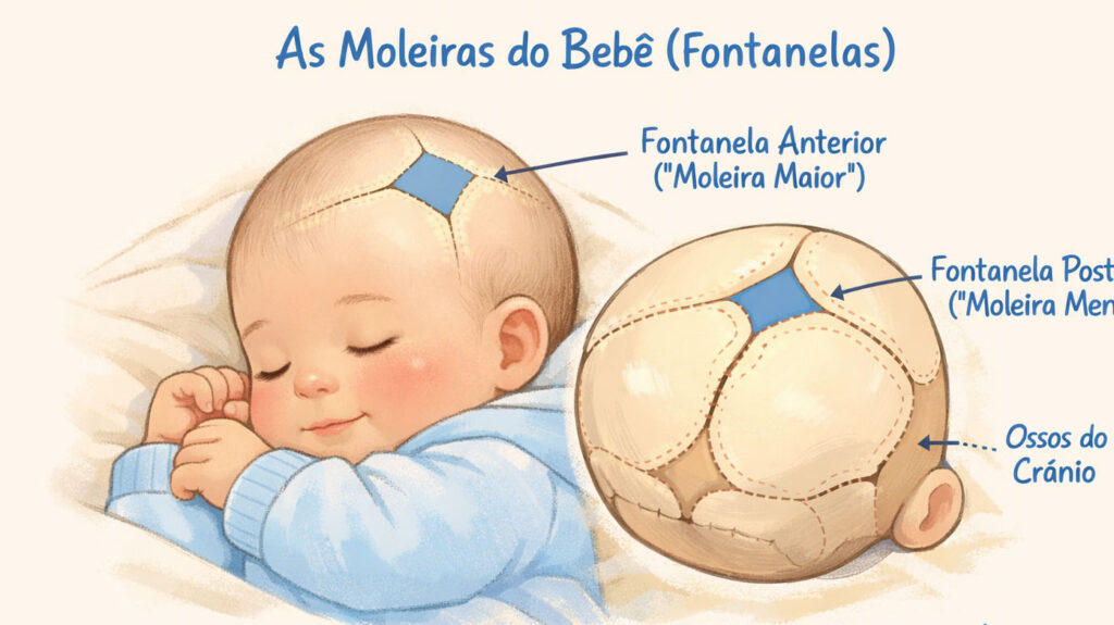 moleira ilustracao e1770687203227 Moleira do bebê: o que é, para que serve e quando se preocupar?